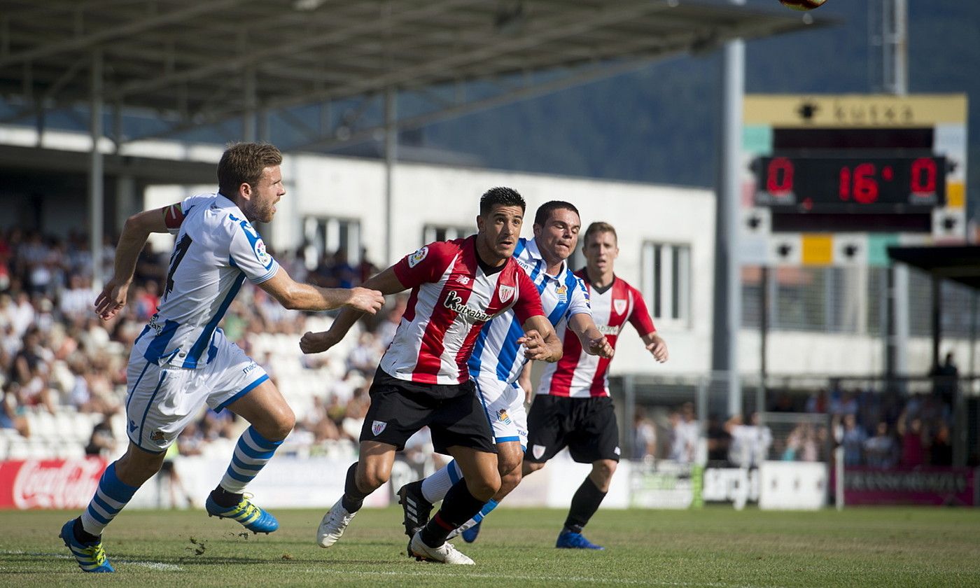 Asier Illarramendi, Yuri Berchiche, Luca Sangalli eta Iker Muniain, 2018ko finalean, Irunen. IÑIGO URIZ / FOKU.