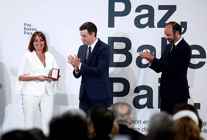 Helene Davo, iazko urrian, Madrilen, ETAren bukaeraz Espainiak eta Frantziak egindako ekitaldian. MARISCAL, EFE