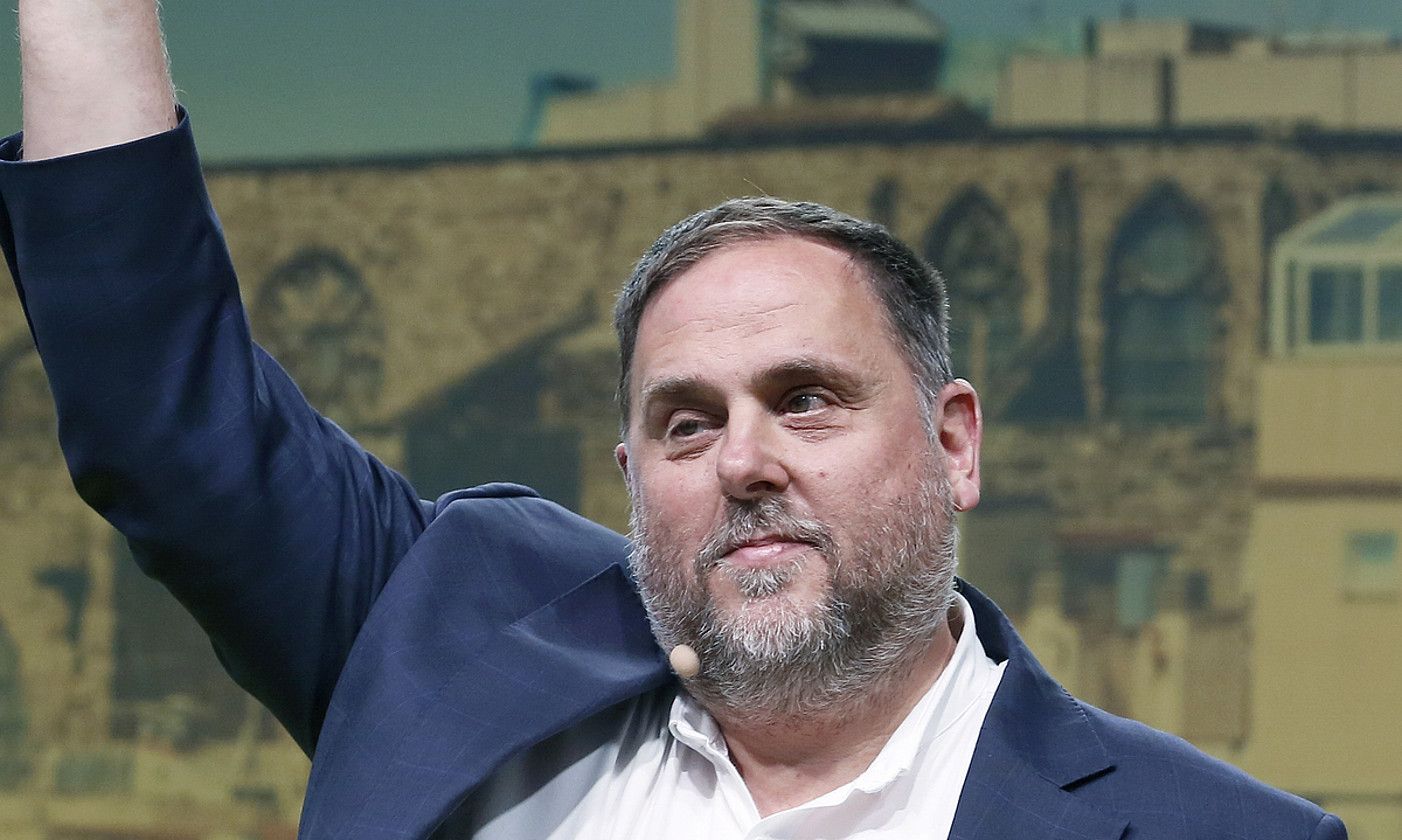 ERCko presidente Oriol Junqueras, Bartzelonan egindako ekitaldi batean. ANDREU DALMAU / EFE.