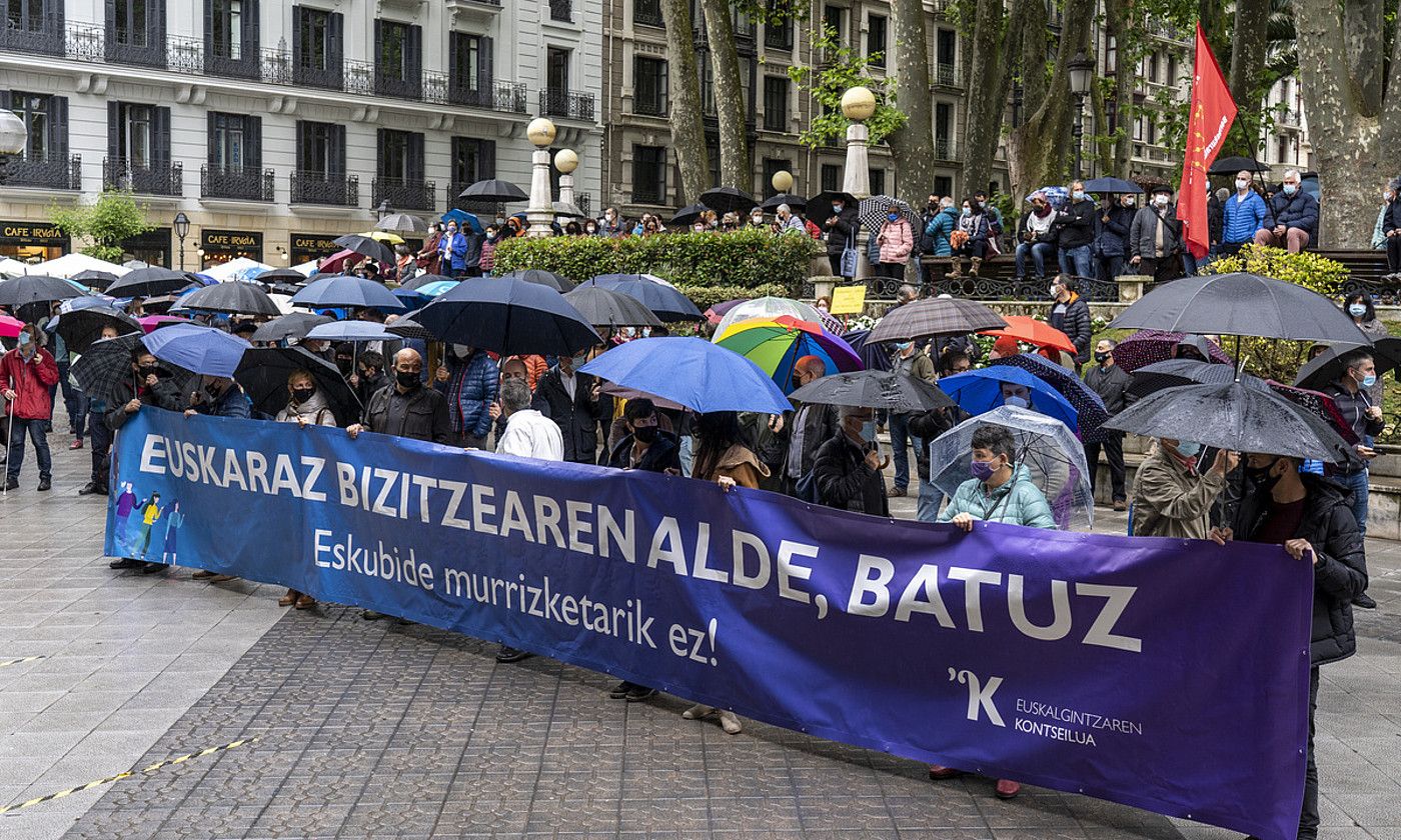 Hizkuntza eskubideak ez murrizteko egindako protesta bat, Bilbon. M.R. / FOKU. Hizkuntza eskubideak ez murrizteko egindako protesta bat, Bilbon. M.R. / FOKU.