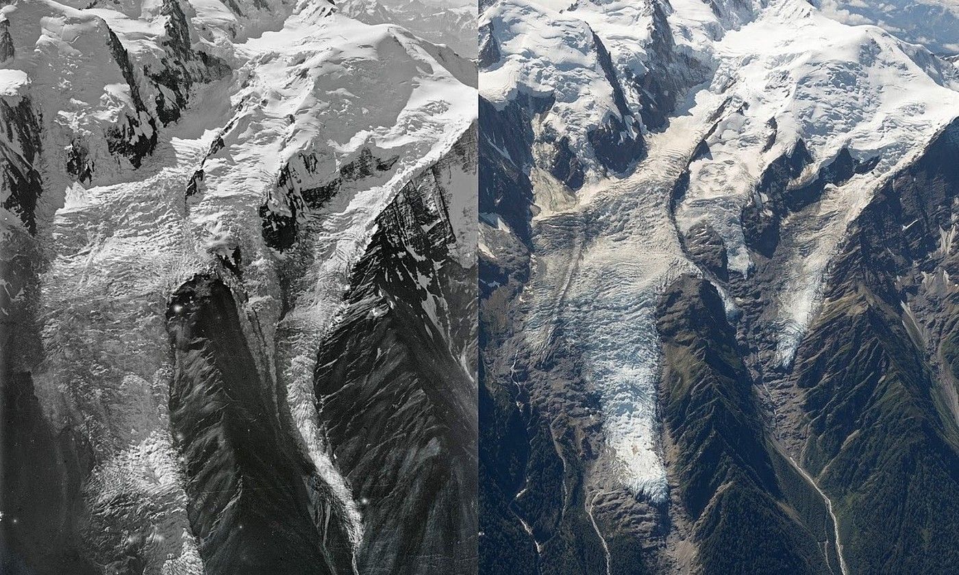 Mont Blanc mendiaren itxura, XX.mendean eta gaur egun. ZURICHEKO LIBURUTEGIA - DUNDEEKO UNIBERTSITATEA.