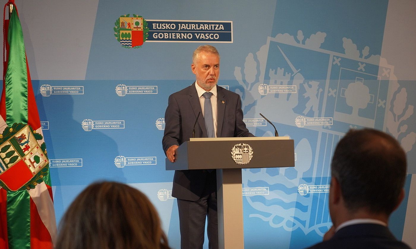 Iñigo Urkullu, urte politikoari hasiera emateko ekitaldian. GOTZON ARANBURU / FOKU. Iñigo Urkullu, urte politikoari hasiera emateko ekitaldian. GOTZON ARANBURU / FOKU.