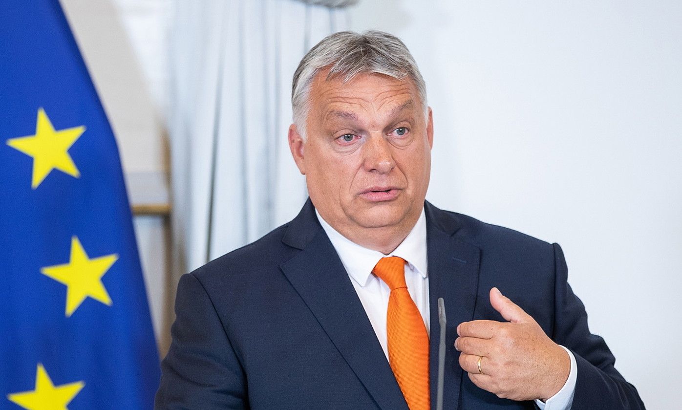 Viktor Orban Hungariako lehen ministroa, Vienan, uztailean. M. B. / EFE. Viktor Orban Hungariako lehen ministroa, Vienan, uztailean. M. B. / EFE.