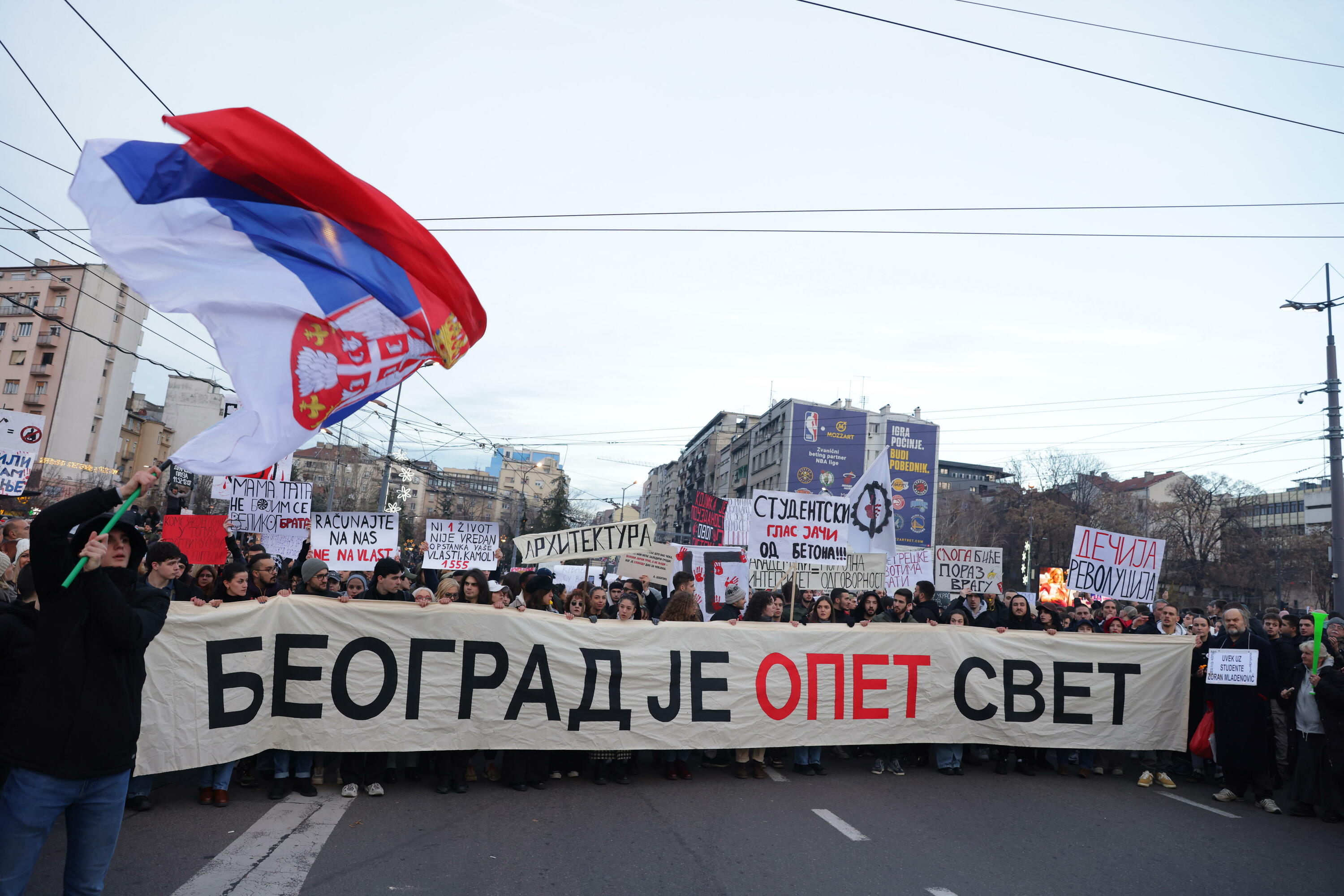 Ikasleen protesta bat Belgranden, abenduaren 22an. ANDREJ CUKIC / EFE