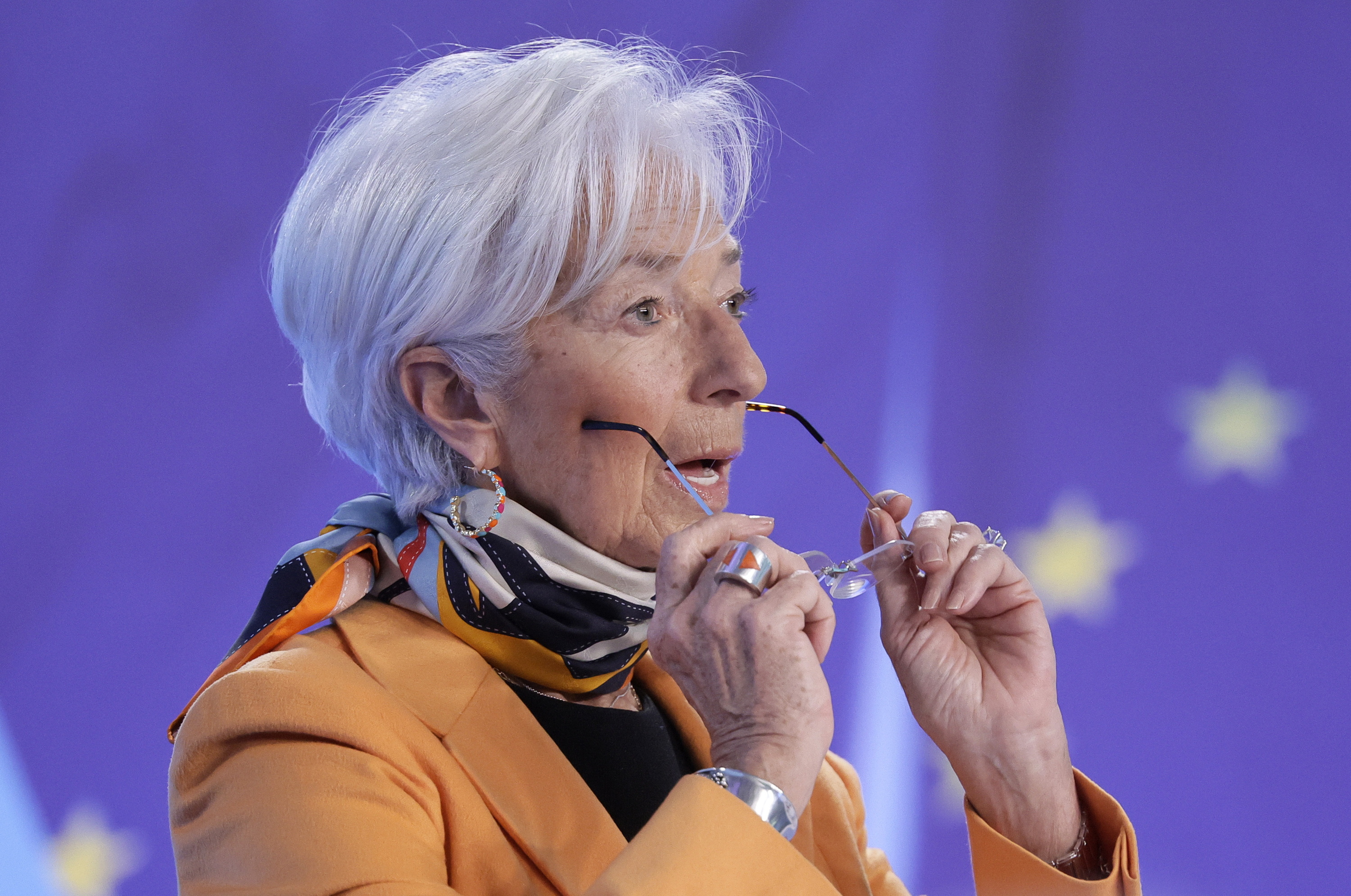 Christine Lagarde EBZko presidentea, gaur, Franfurten. ROLAND WITTEK / EFE