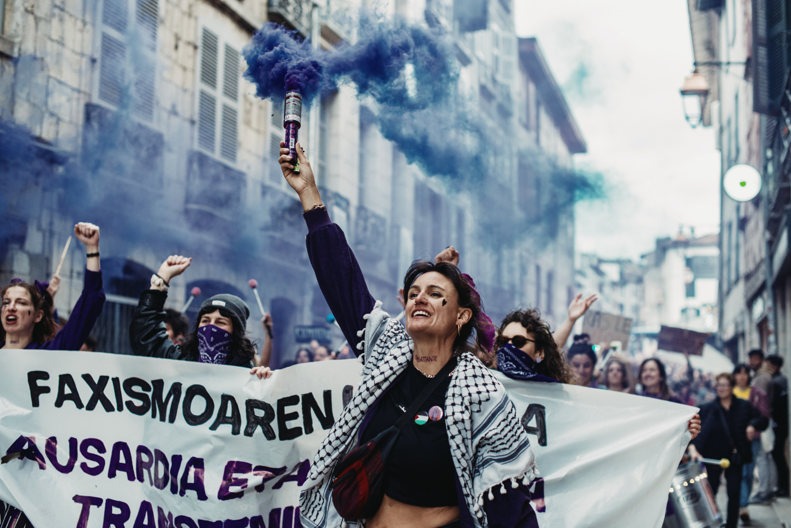 Mobilizazio feminista Baionan, larunbat arratsalde honetan. GUILLAUME FAUVEAU