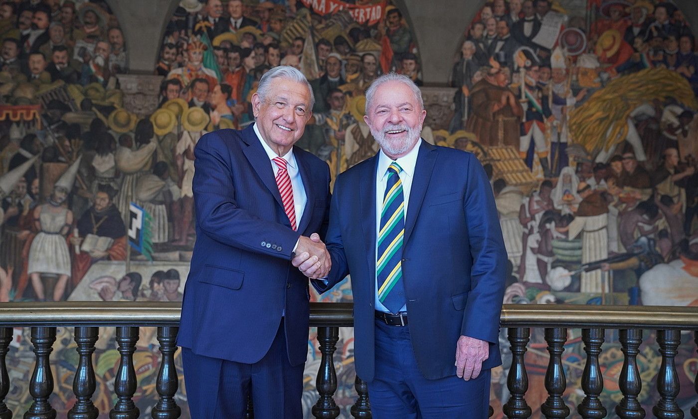 Manuel Lopez Obrador Mexikoko presidentea eta Luiz Inacio da Silva Lula, martxoan, Mexiko Hirian. EFE.