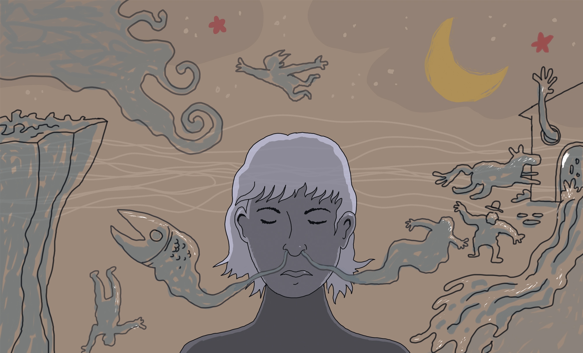Pertsona bat amesten ari dela adierazten duen ilustrazio bat. ZALDIEROA