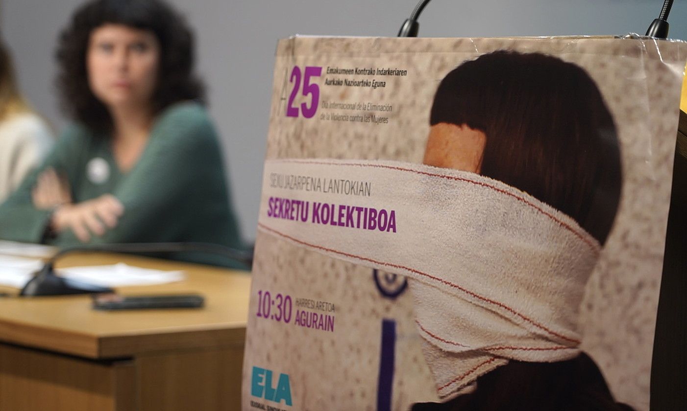 Jazarpenaren aurkako prokolorik ez duten enpresei zigorrak areagotzeko eskatu du ELAk. MONIKA DEL VALLE / FOKU. Jazarpenaren aurkako prokolorik ez duten enpresei zigorrak areagotzeko eskatu du ELAk. MONIKA DEL VALLE / FOKU.