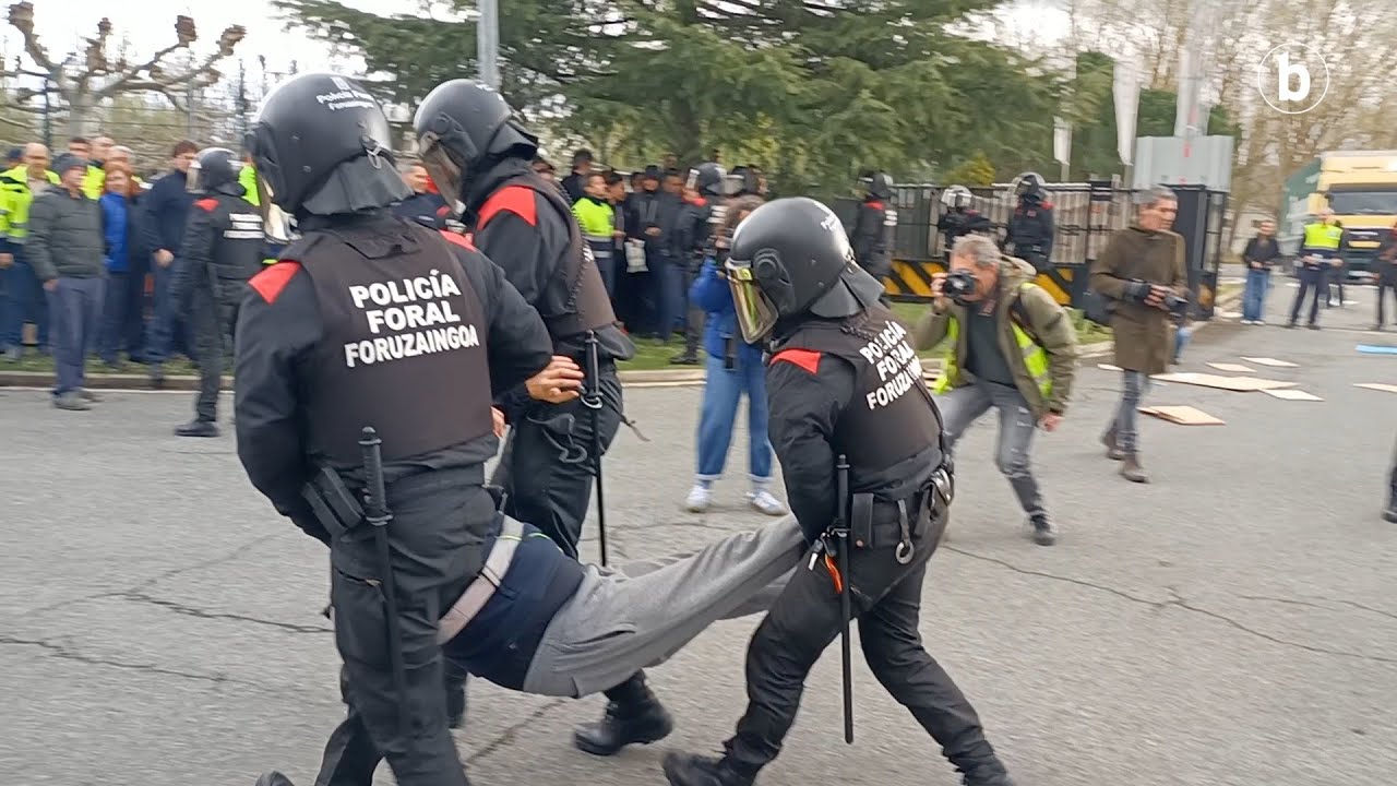 BSHko langileen protesta eta Foruzaingoak handik indarrez atera dituen unea. BERRIA