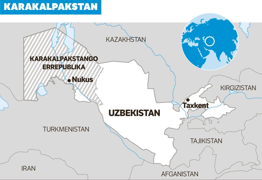 Karakalpakstango protesten epaiketa hasi du Uzbekistanek.