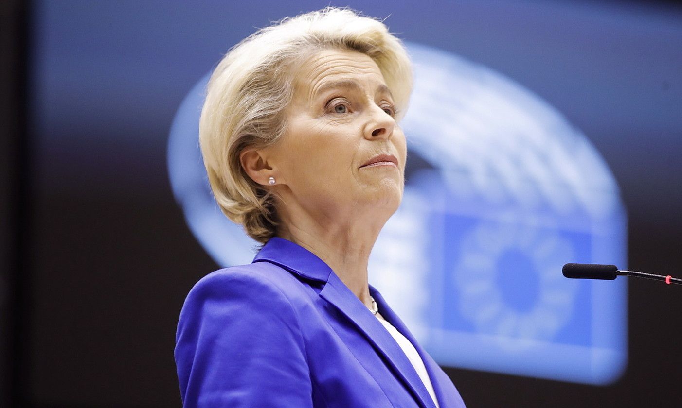 Ursula von der Leyen Europako Batzordeko presidentea, artxiboko irudi batean. OLIVIER HOSLET / EFE. Ursula von der Leyen Europako Batzordeko presidentea, artxiboko irudi batean. OLIVIER HOSLET / EFE.