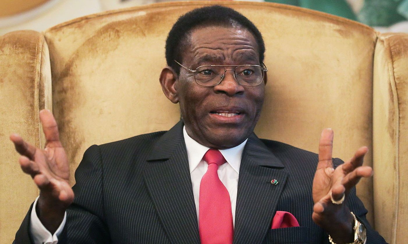 Teodoro Obiang Ekuatore Gineako presidentea, iaz, Malaboko Presidentetza Jauregian. MARIO CRUZ / EFE.