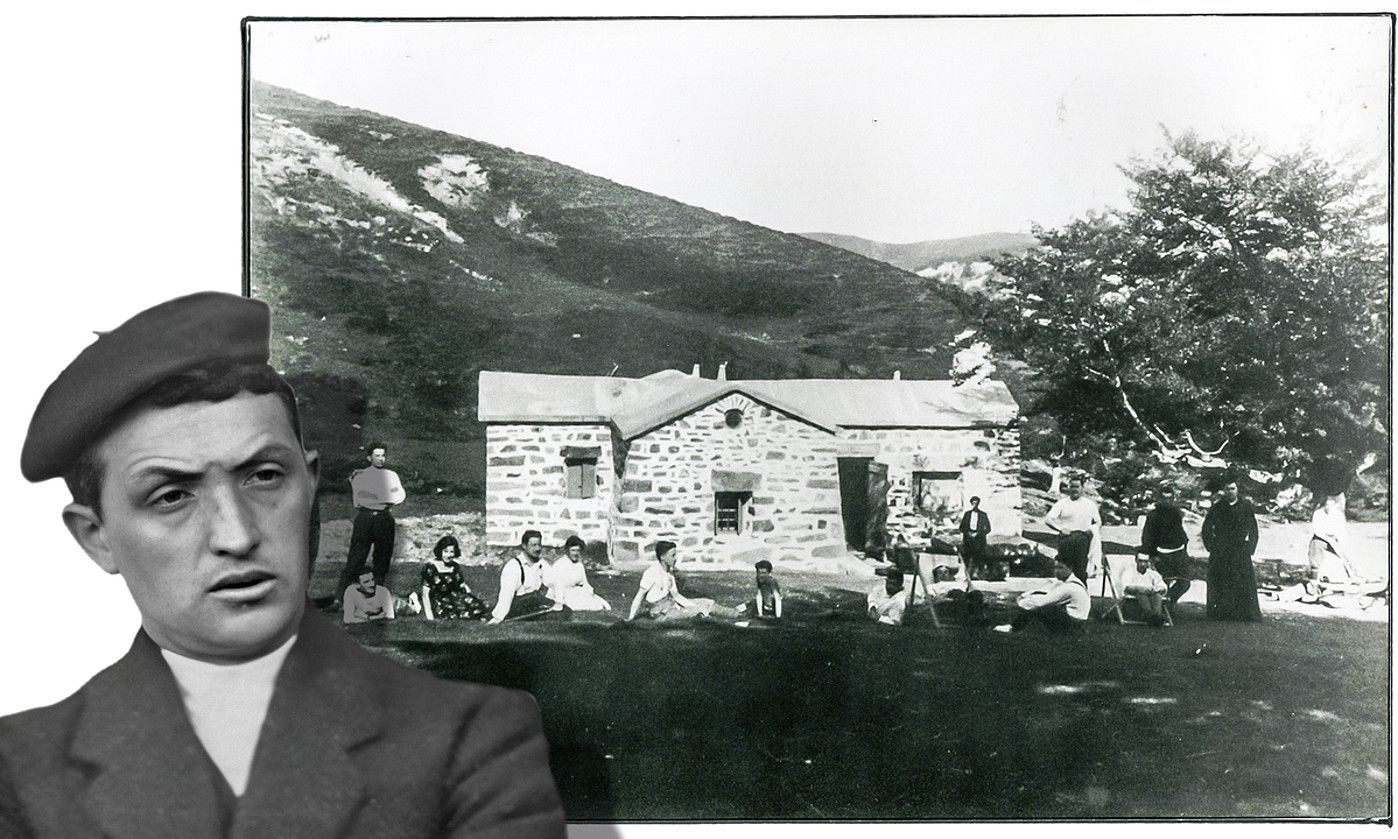 Eleuterioren Txabola, Gorbeian, inauguratu berritan, 1922an. INDALECIO OJANGUREN. Eleuterioren Txabola, Gorbeian, inauguratu berritan, 1922an. INDALECIO OJANGUREN.
