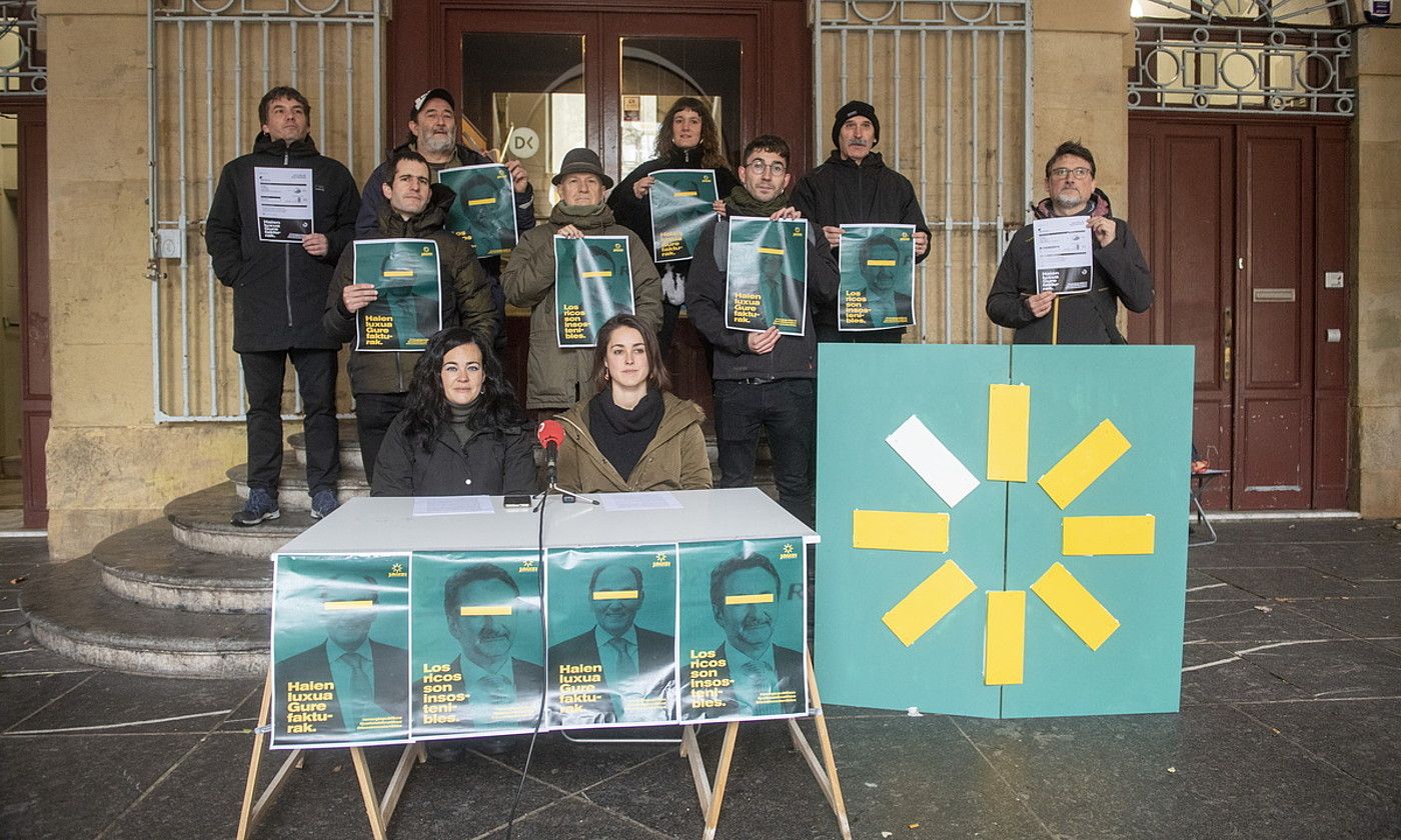 Jauzi Ekosoziala dinamikaren aurkezpen prentsaurrekoa, atzo goizean, Donostian. GORKA RUBIO / FOKU.