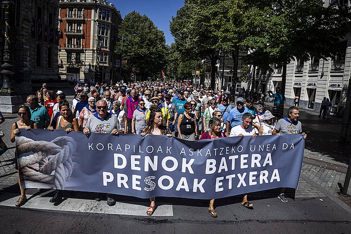 Presoen eskubideen aldeko manifestazioaren burua. ARITZ LOIOLA / FOKU