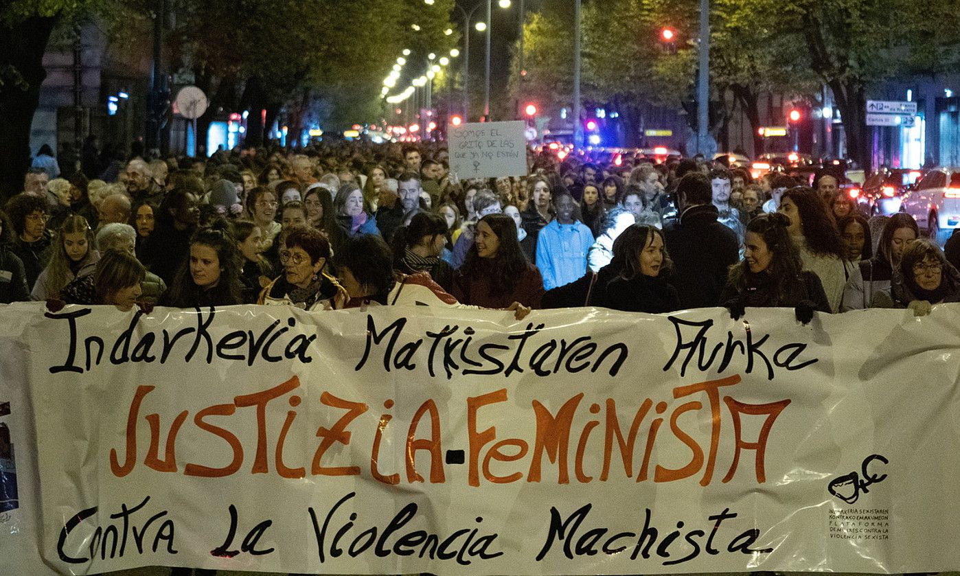 Indarkeria matxistaren kontrako protesta bat. JAGOBA MANTEROLA / FOKU. Indarkeria matxistaren kontrako protesta bat. JAGOBA MANTEROLA / FOKU.