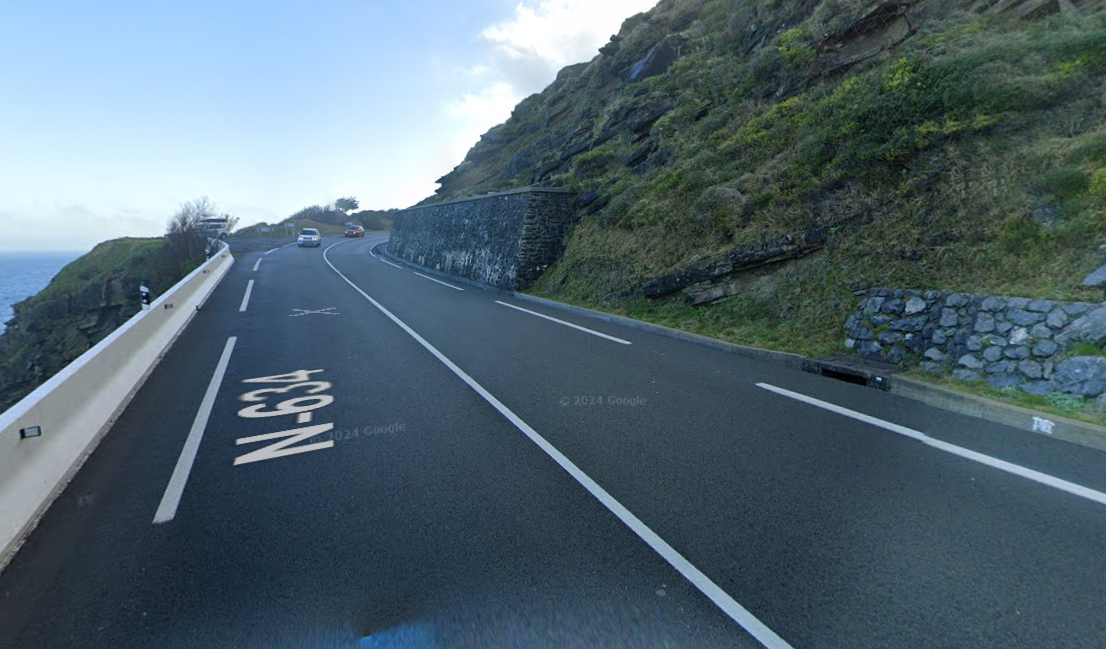 Istripua gertatu den tokia, N-634 errepidean, Getaria eta Zumaia artean. BERRIA