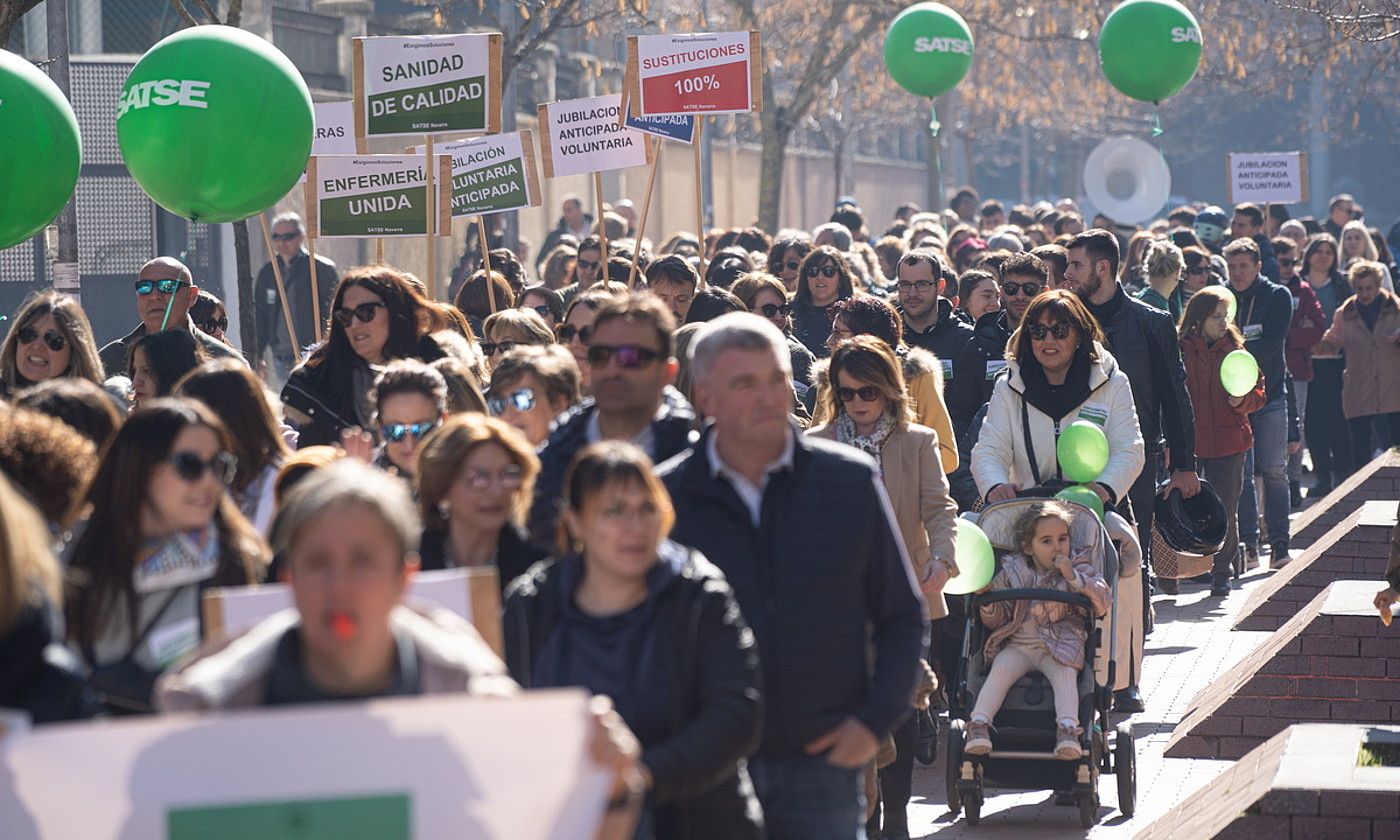 SATSEk deitutako manifestazioa, Iruñeko kaleetan. JAGOBA MAN TEROLA / FOKU.