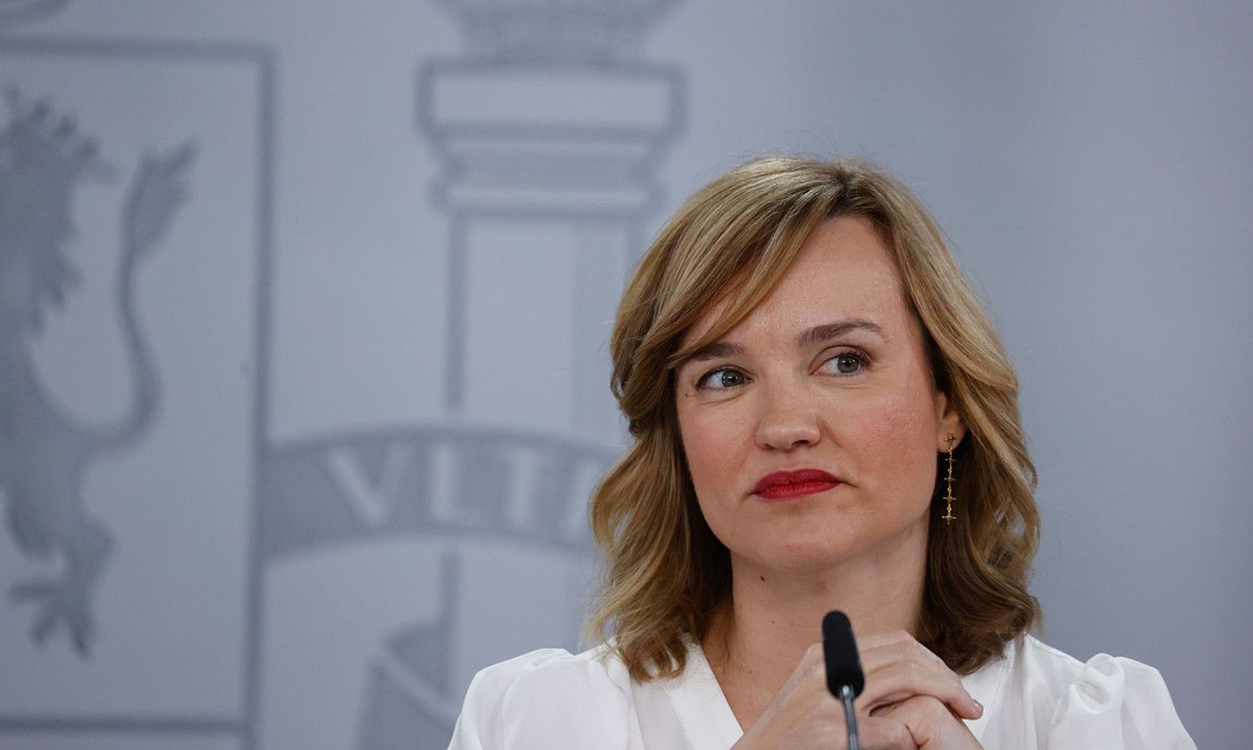 Pilar Alegria Hezkuntza ministroa, artxiboko irudi batean. JUAN CARLOS HIDALGO / EFE. Pilar Alegria Hezkuntza ministroa, artxiboko irudi batean. JUAN CARLOS HIDALGO / EFE.