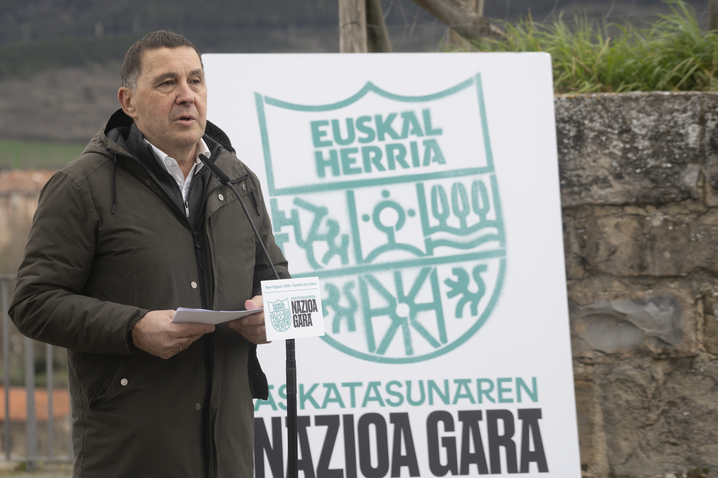 Arnaldo Otegi EH Bilduren Aberri Eguna aurkezteko agerraldian. JAGOBA MANTEROLA / FOKU