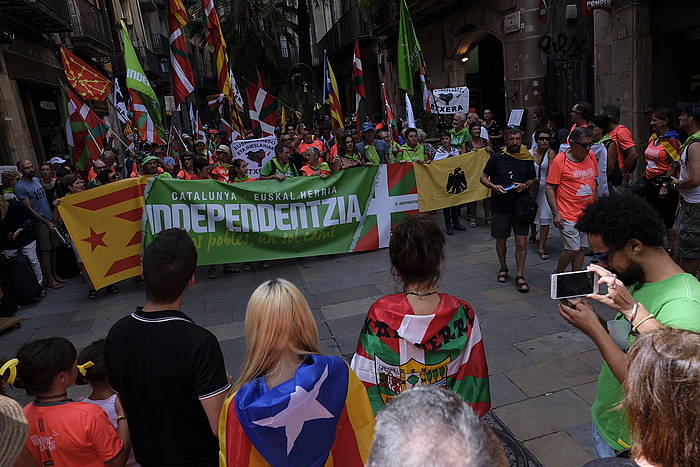 Independentistak sareko kideak, iaz, Diadan. ORIOL CLAVERA