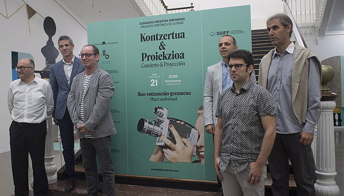 'Kontzertua & Proiekzioa' proiektuan parte hartuko duten erakundeen ordezkariak. JUAN CARLOS RUIZ/FOKU