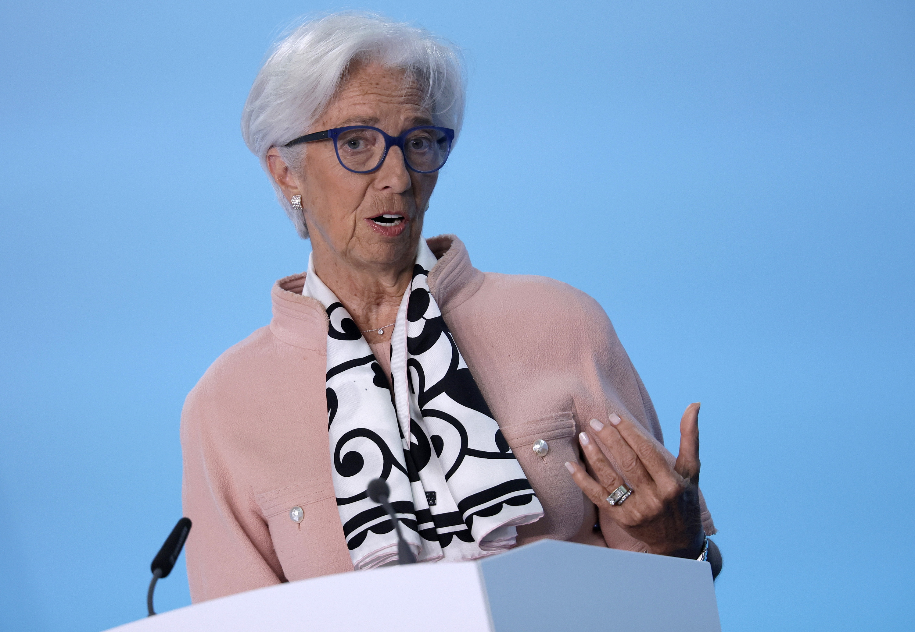 Christine Lagarde Europako Banku Zentraleko burua, ostegunean, Frankfurten. ROLAND WITTEK / EFE