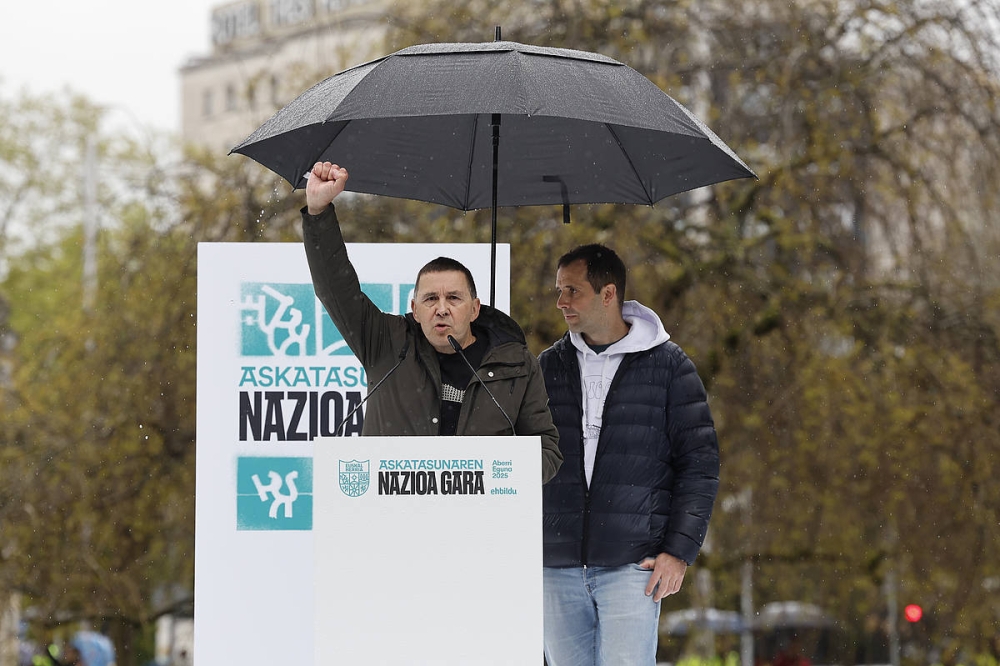 Arnaldo Otegiren hitzaldia, gaur, Iruñean. VILLAR LOPEZ / EFE