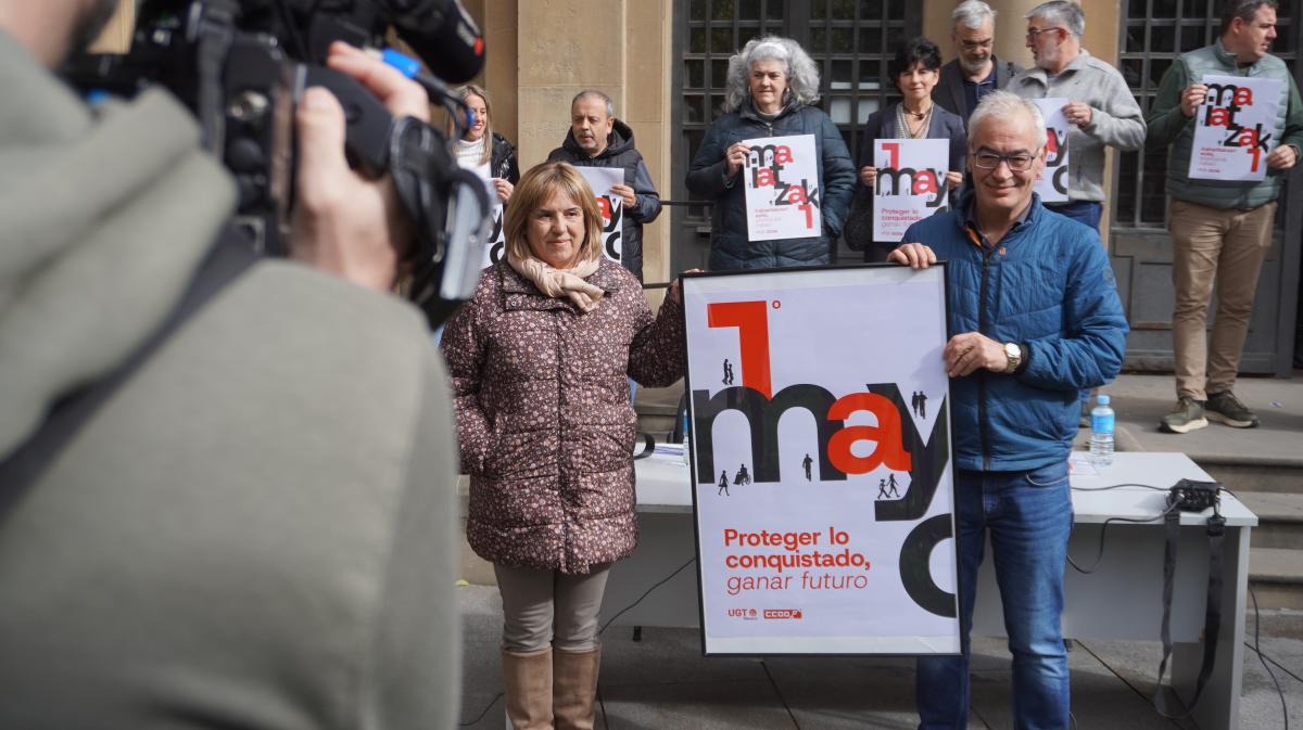 Maiatzaren Leheneko mobilizazioen aurkezpena. GUADALUPE UZKUDUN / UGT