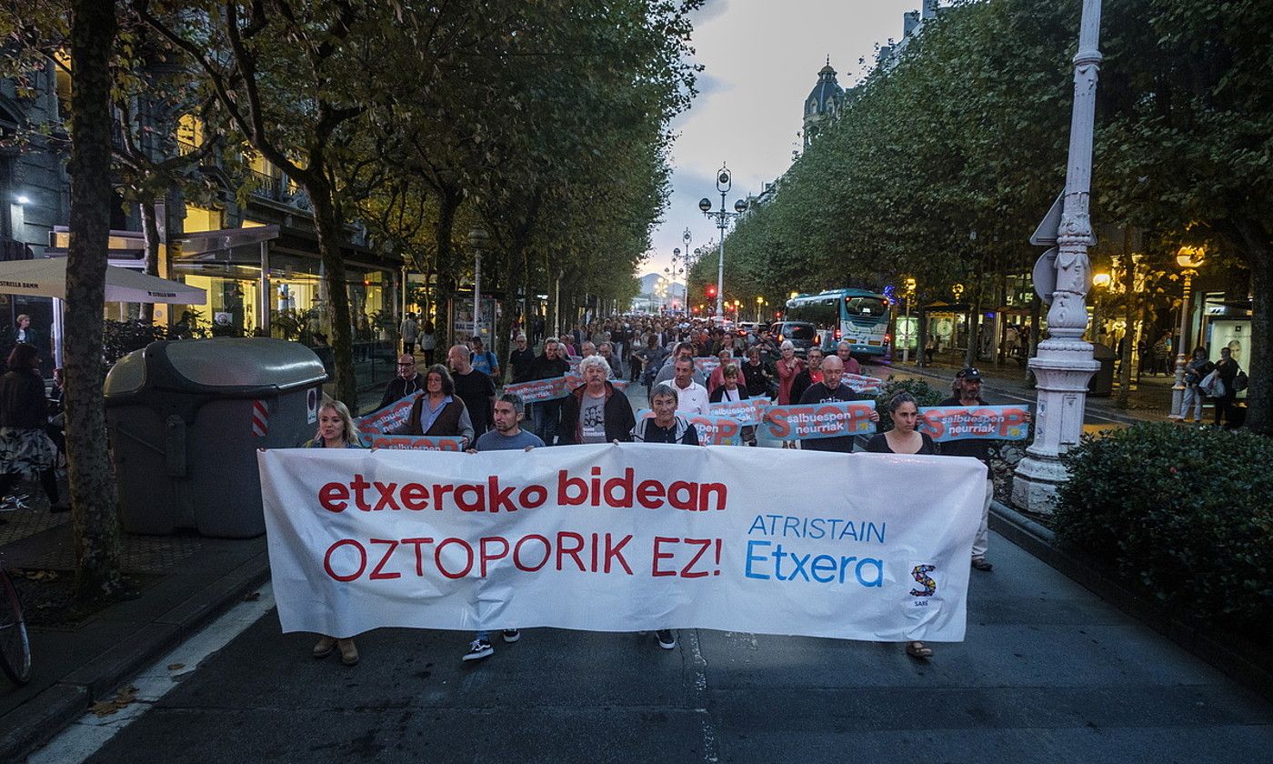 Xabier Atristainen aldeko manifestazio bat, Donostian, iaz. JON URBE / FOKU.