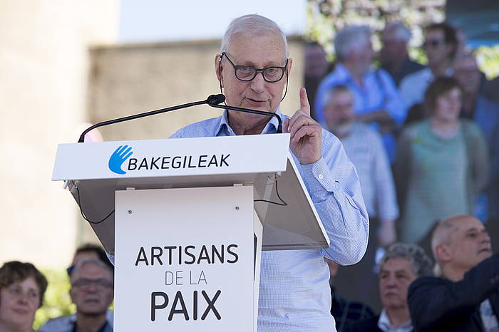 Louis Joinet, 2017ko apirilaren 8an, Baionan, ETAren armagabetze egunean. IñIGO URIZ, FOKU