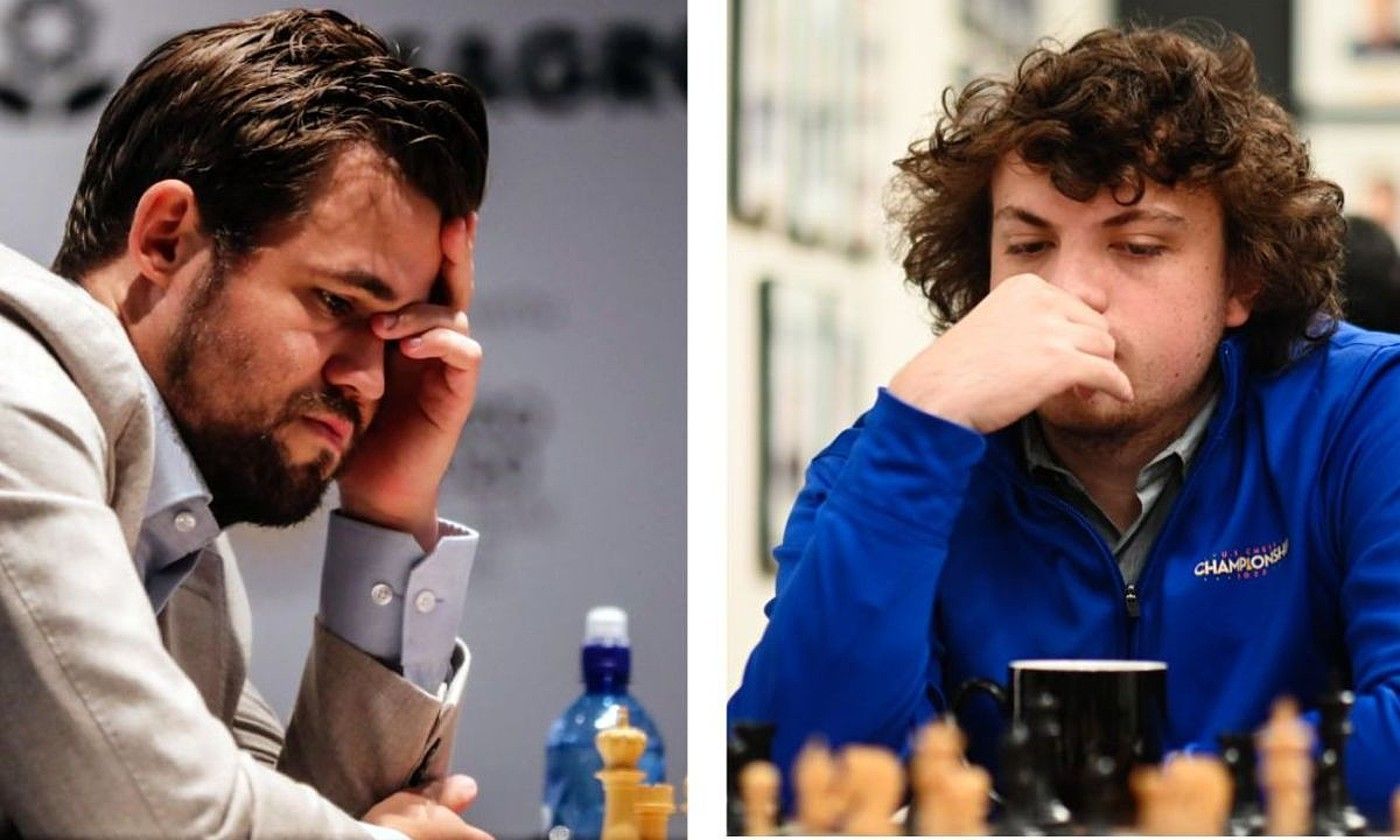 Magnus Carlsen eta Hans Niemann xake jokalariak, pentsakor, partida batean. ALI HAIDER-MICHAEL THOMAS / EFE.