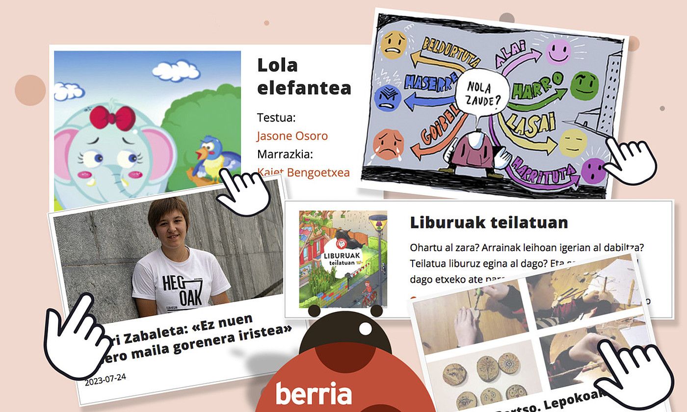 Haurrei zuzendutako Mantangorri gehigarriko edukiak sarean ere topatu ahalko dira hemendik aurrera, Berria.eus/mantangorri webgunean. BERRIA. Haurrei zuzendutako Mantangorri gehigarriko edukiak sarean ere topatu ahalko dira hemendik aurrera, Berria.eus/mantangorri webgunean. BERRIA.