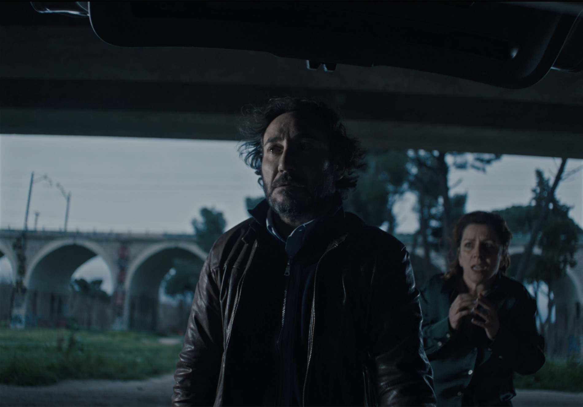 Carlos Santos eta Eva Llorach aktoreak, 'Angulo muerto' film laburrean. ALEX D. SALA 