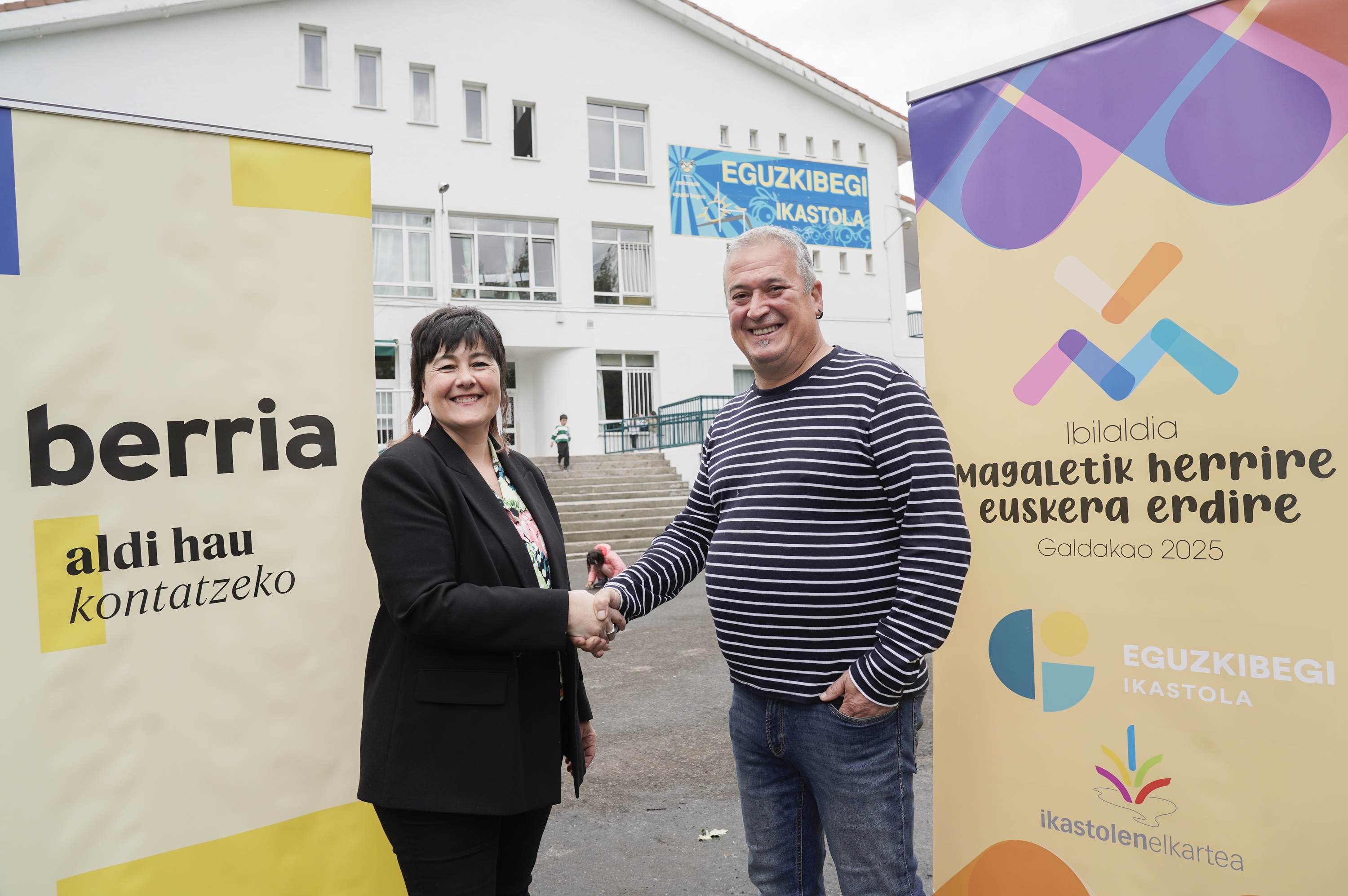 BERRIAren eta Ibilaldiaren ordezkariak, gaur, Galdakaon. MARISOL RAMIREZ / FOKU