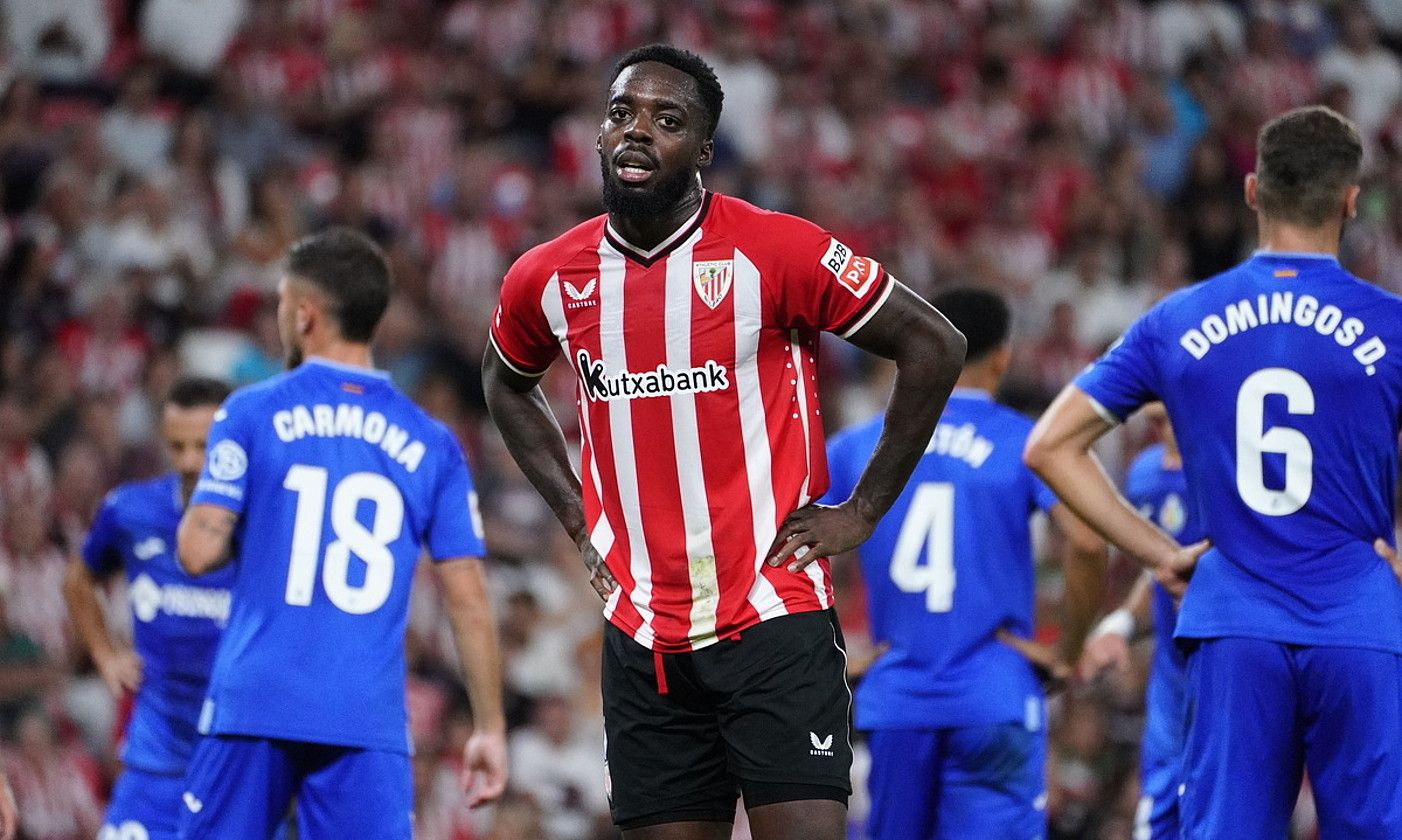 Iñaki Williams, leher eginda Getaferen aurkako partidan. ARITZ LOIOLA / FOKU. Iñaki Williams, leher eginda Getaferen aurkako partidan. ARITZ LOIOLA / FOKU.