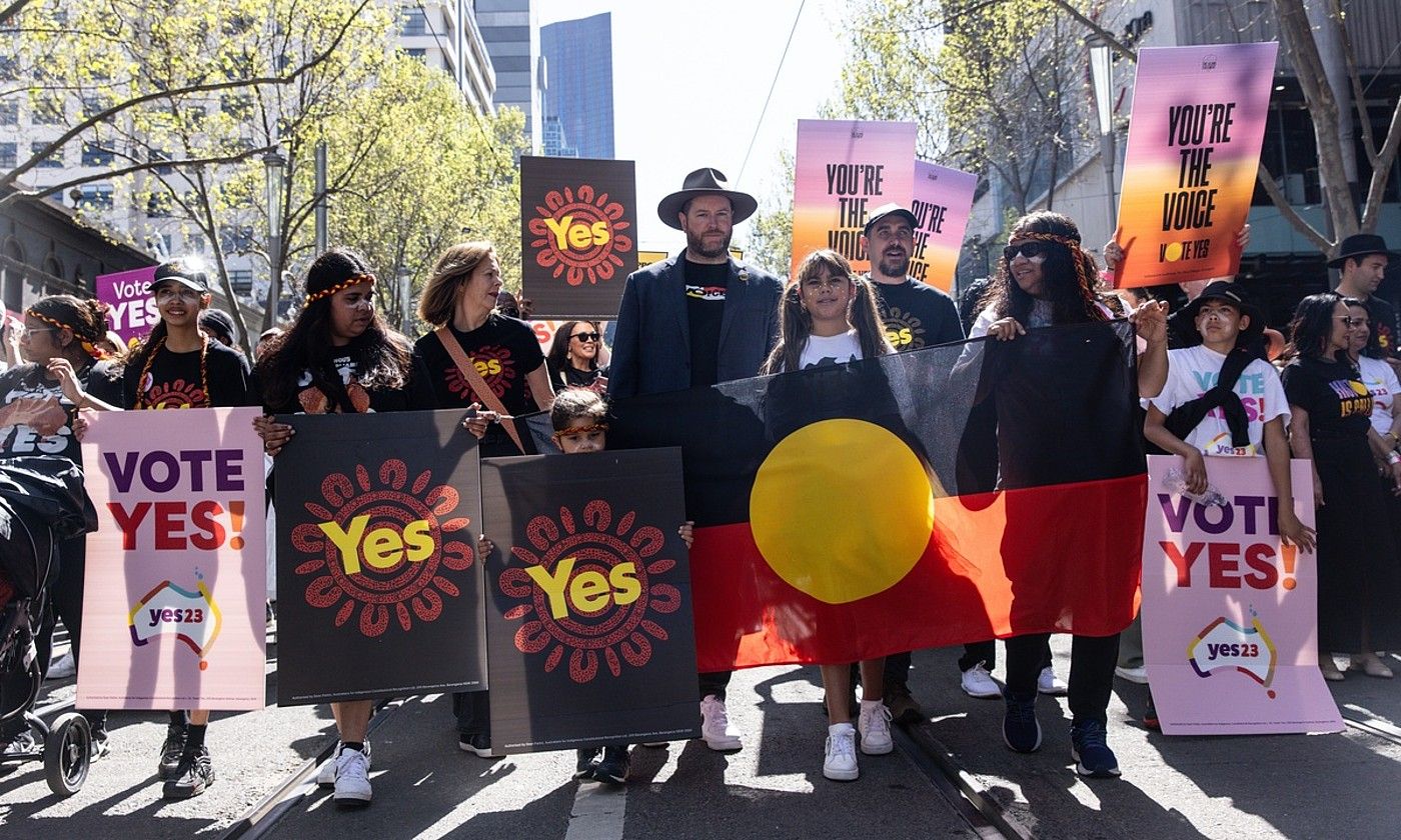 Erreferendumaren aldeko manifestazio bat, Melbournen (Australia), irailean. DIEGO FEDELE / EFE.