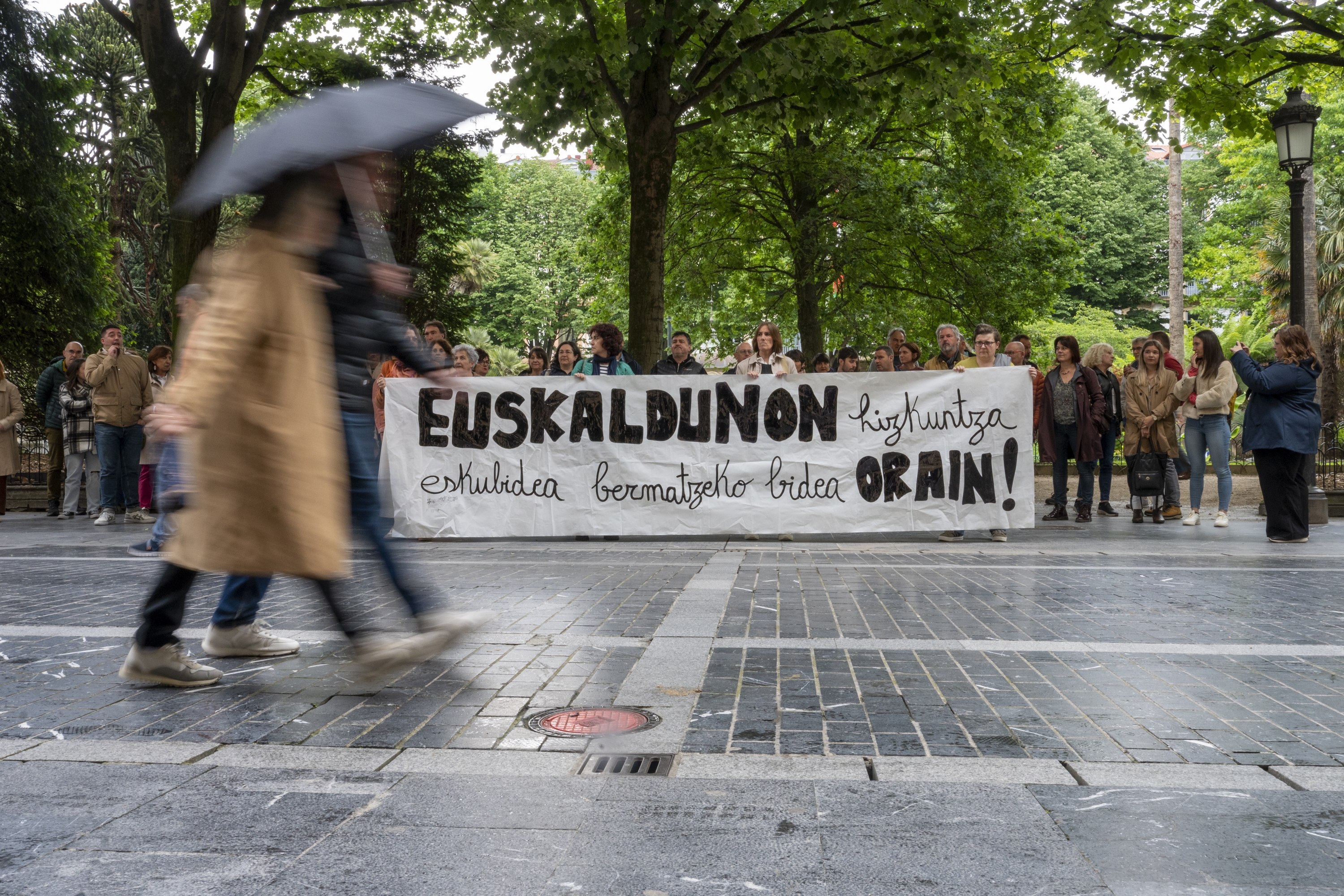 Kabia langileek elkarretaratzea egin dute gaur, Donostian. GORKA RUBIO / FOKU