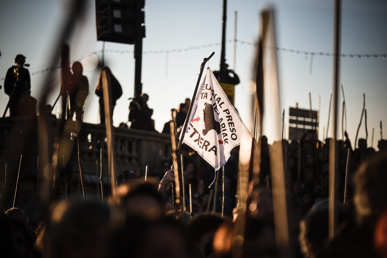 Euskal presoen aldeko manifestazio bat, 2020ko urtarrilaren 11n, Baionan. NAHIA GARAT