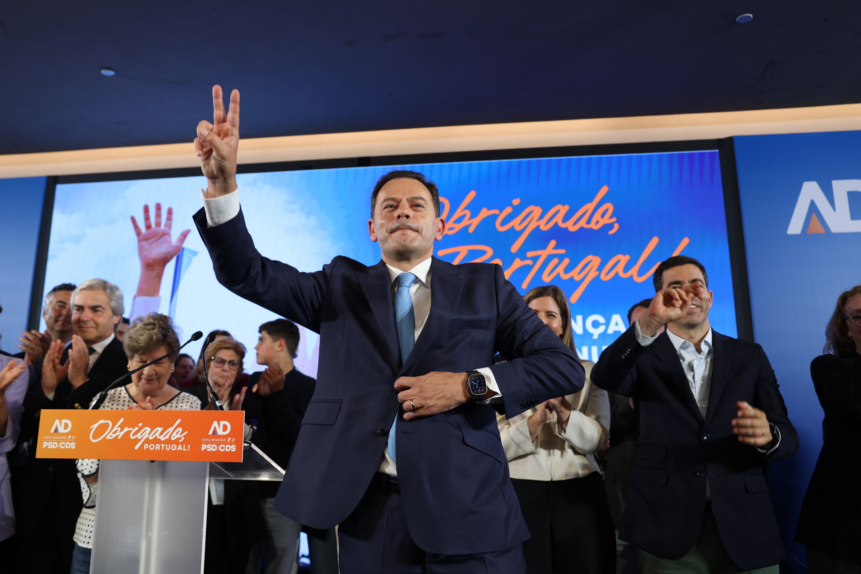 Montenegro (AD) garaipena ospatzen, bart, Lisboan. MIGUEL A. LOPES / EFE