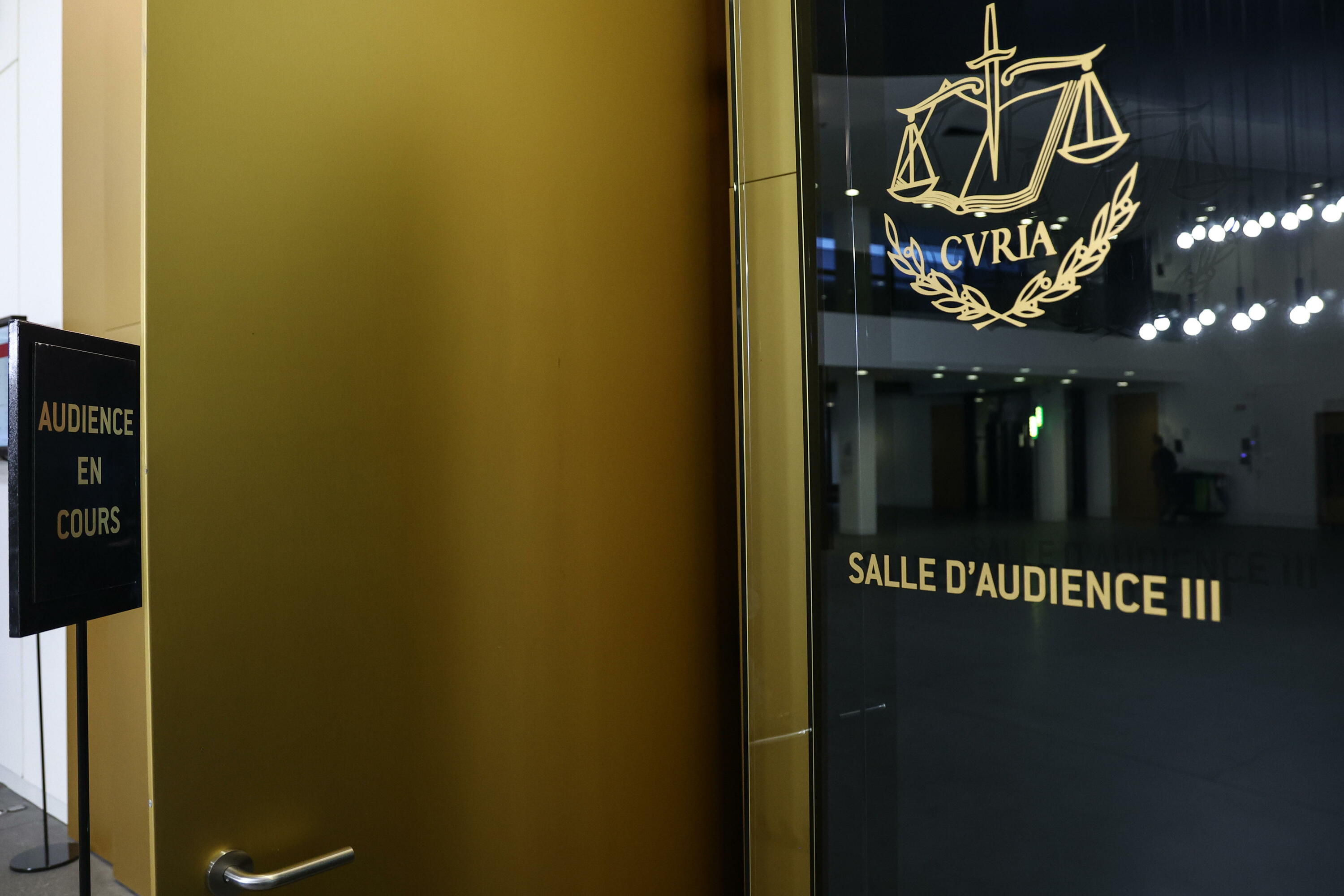 EB Europako Batasuneko Justizia Auzitegiaren areto baterako sarrera, artxiboko argazki batean. MOHAMMED BADRA / EFE