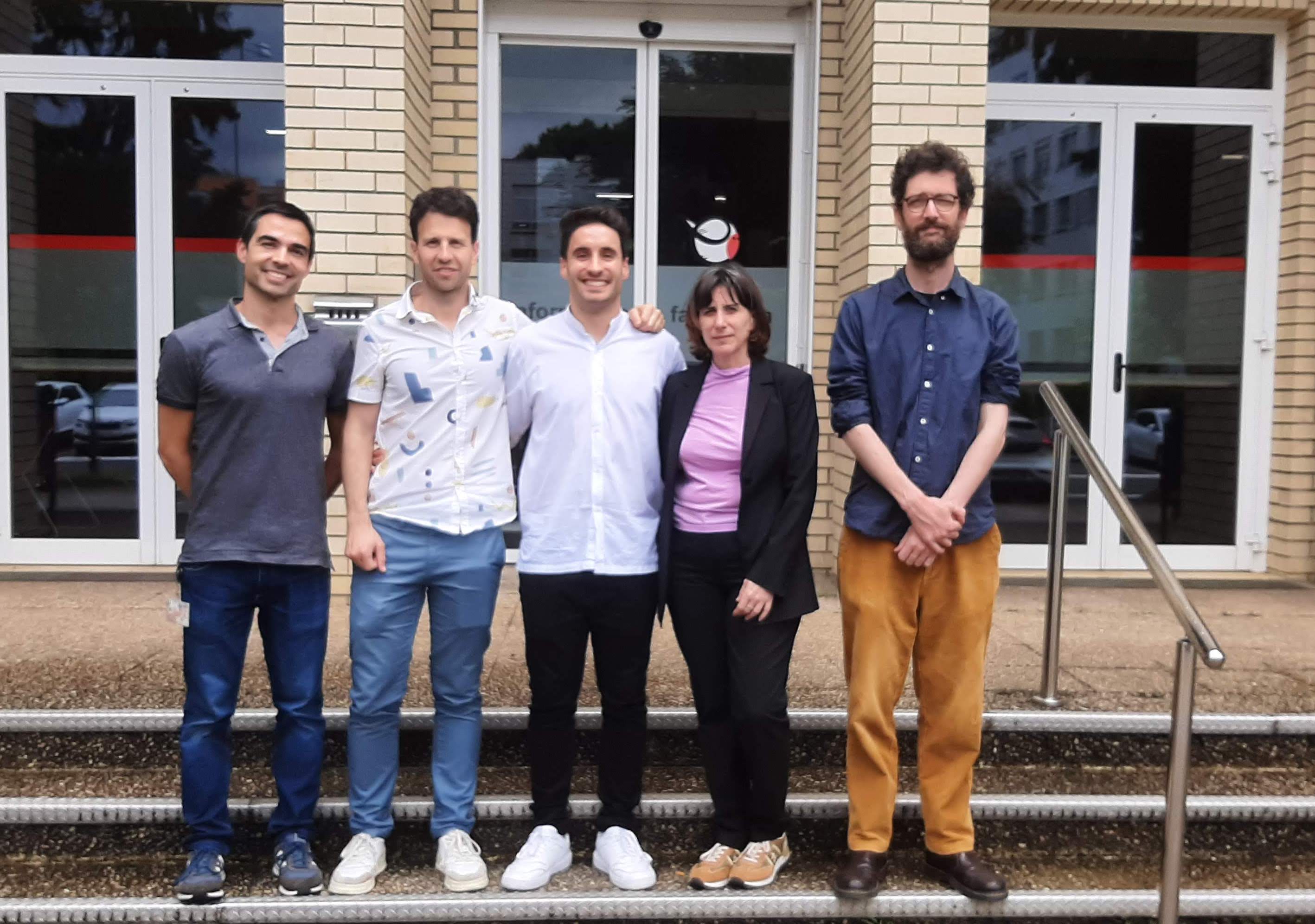 Biapy proiektuko ikerlariak, ezkerretik eskuinera: Ignacio Arganda, Gorka Azkune, Dani Franco, Arrate Muñoz eta Anatole Chessel BIAPY
