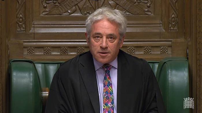 John Bercow Komunen Ganberako presidentea, gaur, erabakiaren berri ematen. EFE