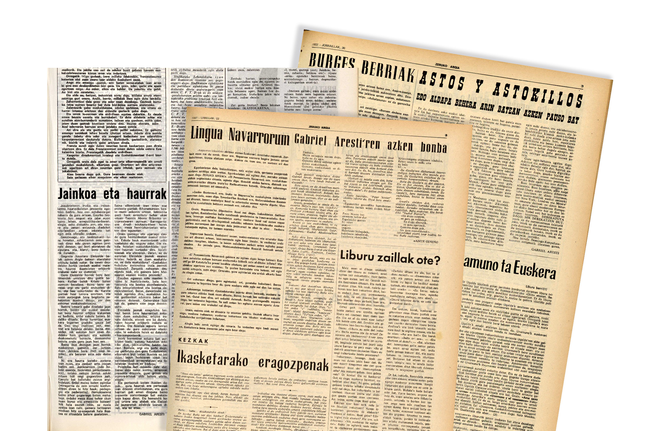 Gabriel Arestiren artikuluak, 'Zeruko Argia' astekarian. 