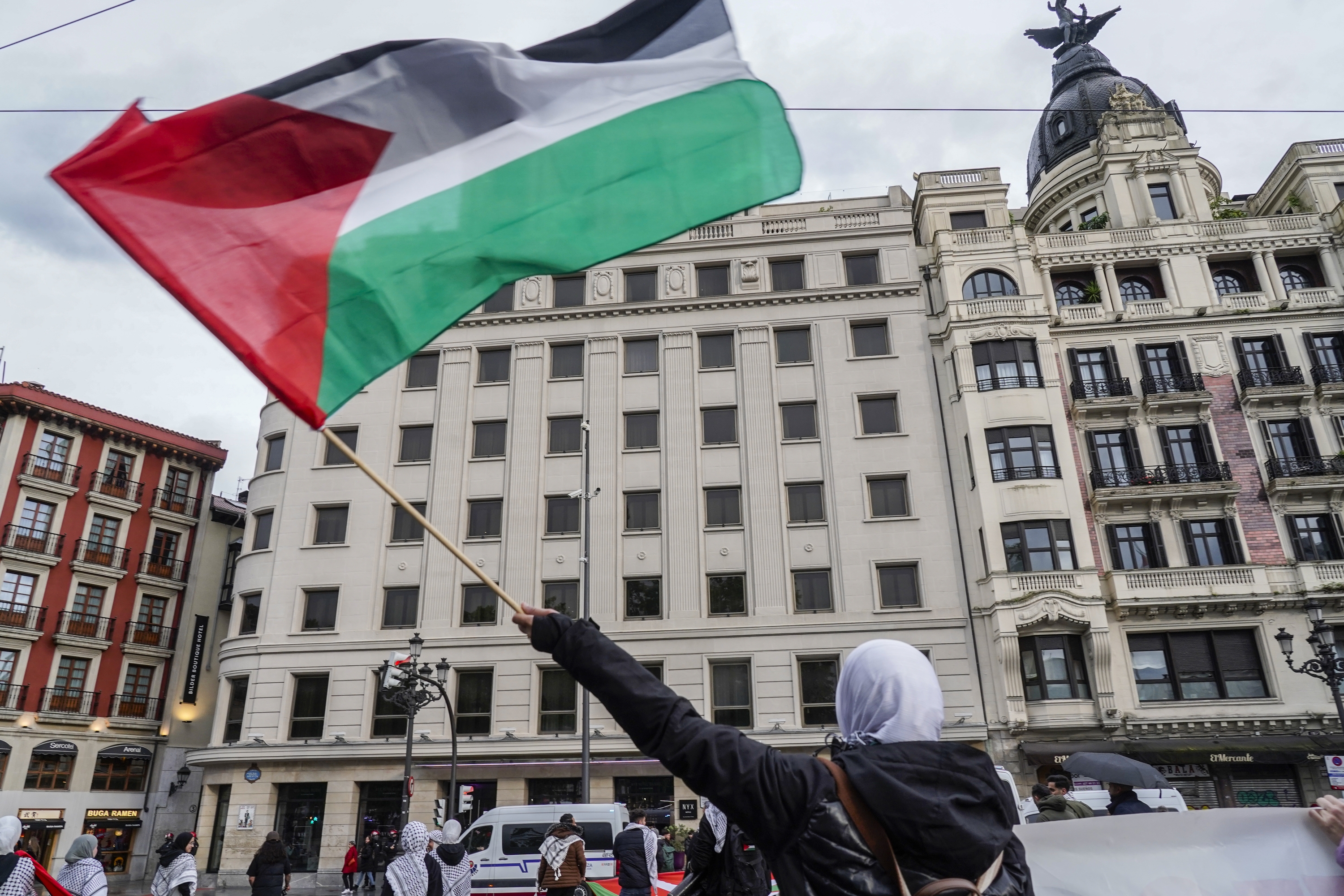 Nakbaren 76.urteurrenaren harira Bilbon antolatutako manifestazioa, duela hilabete inguru. MARISOL RAMIREZ / FOKU
