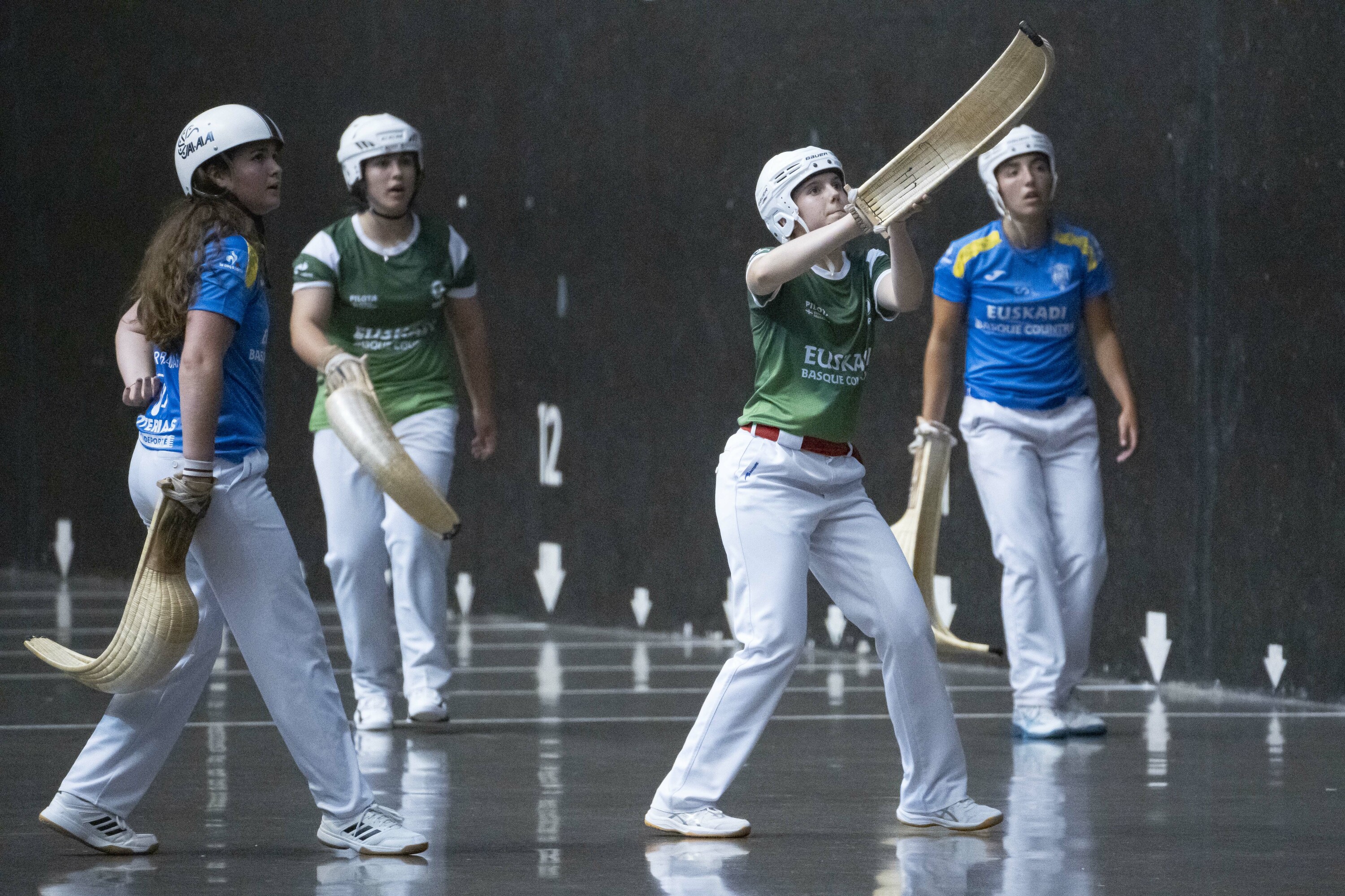 Euskal selekzioa Espainiakoaren aurka, gaur, Gernika-Lumoko Jai Alai pilotalekuan. ARITZ LOIOLA / FOKU