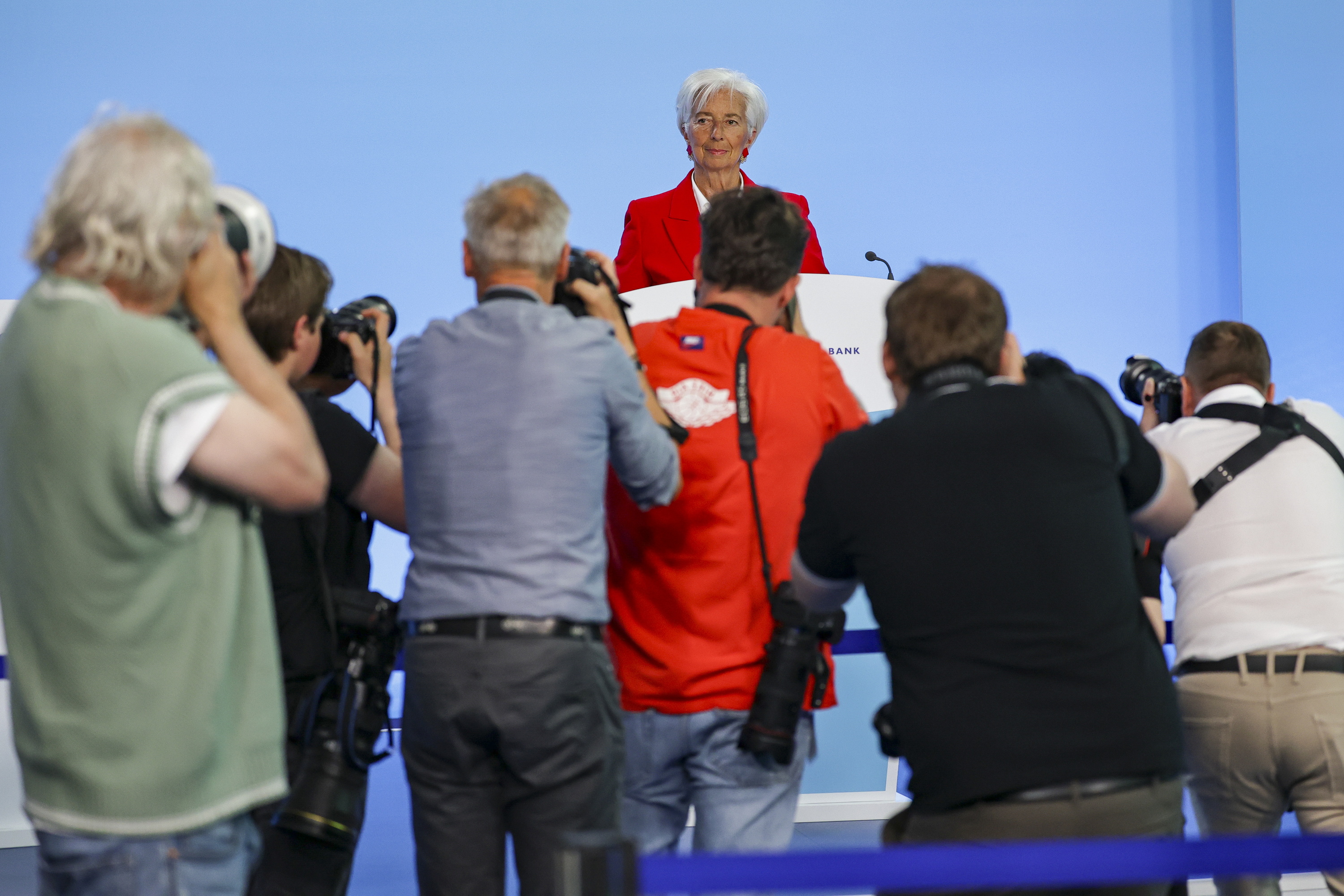 Christine Lagarde Europako Banku Zentraleko presidentea, gaur, Frankfurten. CHRISTOPHER NEUNDORF / EFE