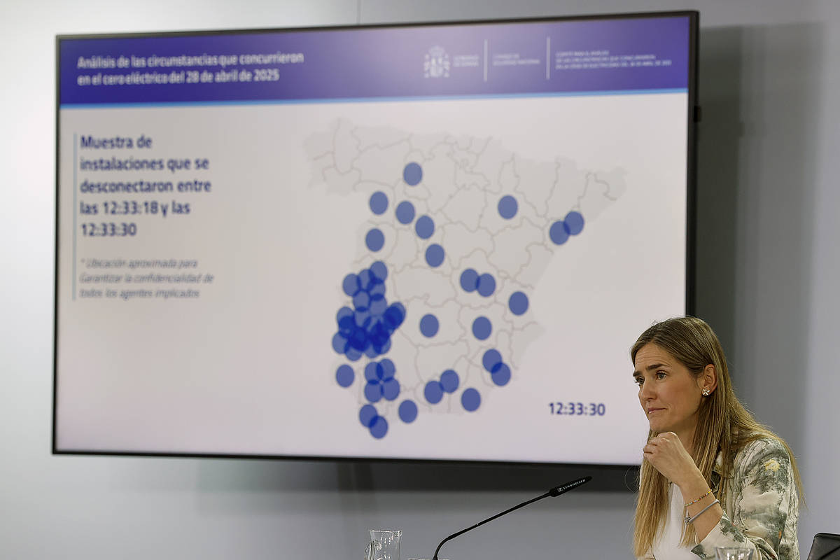 Sara Aagesen, gaur, Ministroen Kontseilu osteko agerraldian. J.J. GUILLEN / EFE