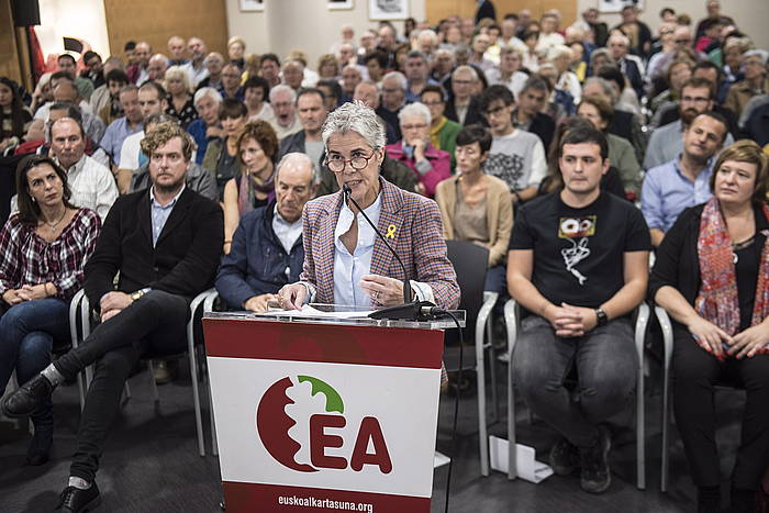 EAko afiliatu talde baten adierazpena, hauteskunde primarioei buruz. JAGOBA MANTEROLA / FOKU